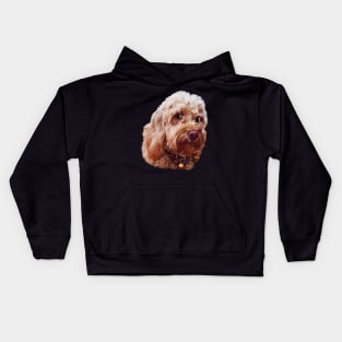 Cute Cavapoo Cavoodle puppy dog side eye Face  - cavalier king charles spaniel poodle, puppy love Kids Hoodie